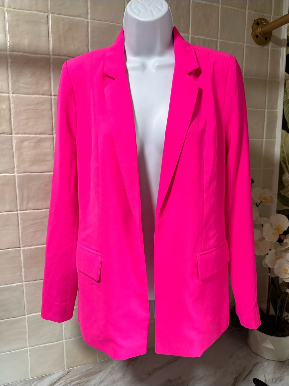 Skies Are Blue Neon Pink Welt Pocket Blazer